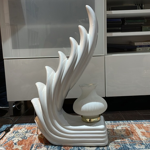 1980’s cascading wave / flame lamp, white, rare! - Picture 5 of 7